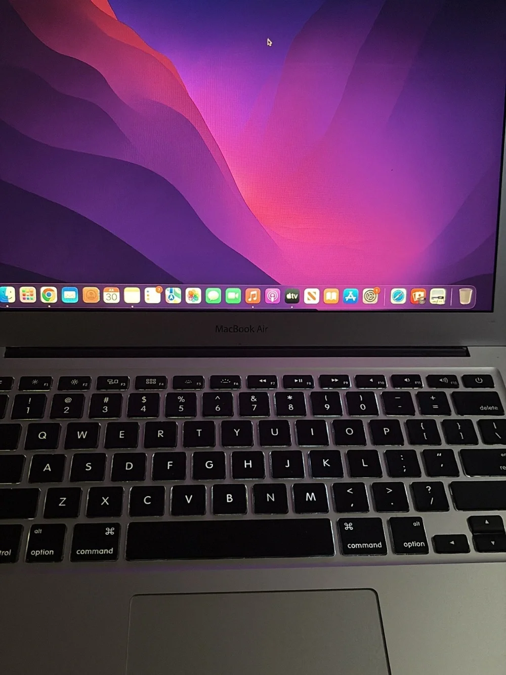 Apple MacBook Air Silver with Purple Gradient Display